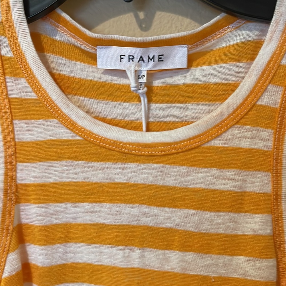 NWT Frame Ringer Stripe Organic Linen Racerback Tank - Picture 3 of 4